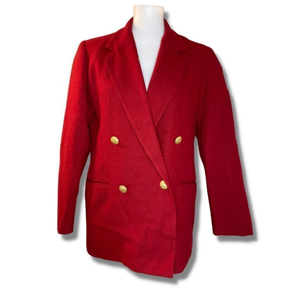 Stephanie Andrews Womens Suit Jacket Blazer Double Breasted Red Size 10P